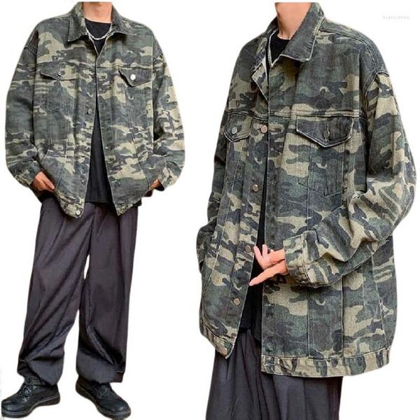 Vestes pour hommes High Street Fashion Brand Camouflage Denim Jacket Men's Spring Autumn Loose Youth Jean Work Coat