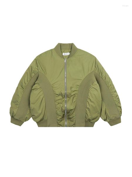 Vestes pour hommes High Street Fashion Label Patchwork Niche Design Solid Color Bomber Jacket Hommes Automne Marée Chic Coton Manteaux 12A5982