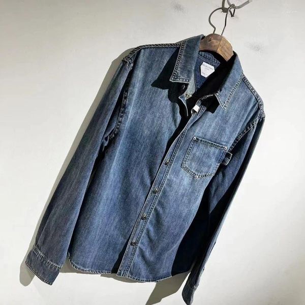 Chaquetas para hombres High Street Vintage Washed Patchwork Denim Chaqueta Cortavientos Y2k Streetwear Jean Techwear Abrigo y ropa de mujer