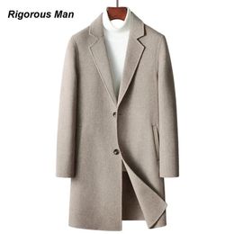 Chaquetas para hombres Hombres de alta calidad Abrigos de lana Otoño Invierno Color Sólido Negocio Hecho a mano DoubleSided Woolen Man Trench Coat Estilo británico 231113