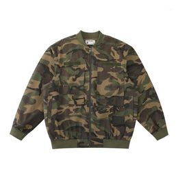 Männer Jacken Hip Hop Camouflage Bomber Männer Harakuju Herbst Gedruckt Varsity Jeans Outwear Mäntel 2022
