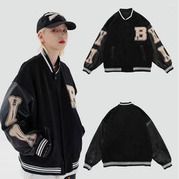 Chaquetas de hombre Hip Hop Casual Baseball Coat Hombres Mujeres Carta Chaqueta bordada Pareja Uniforme Bomber Top