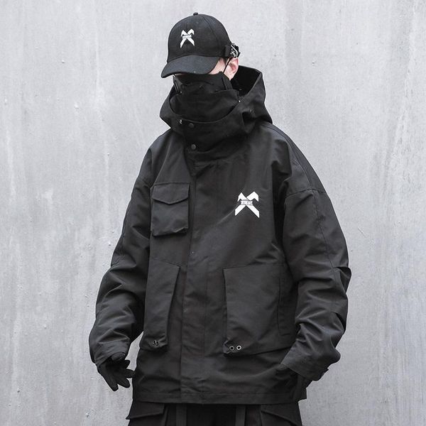 Vestes pour hommes Hip Hop poches à capuche fonctionnelles manteaux à glissière hommes Techwear lâche Streetwear coupe-vent vêtements d'extérieur à capuche tactique