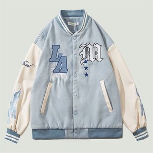 Vestes pour hommes Hip Hop Furry Bee Lettres Broderie Baseball Veste Hommes Streewear Harajuku Casual Lâche Bomber Varsity Mode Unisexe 220915