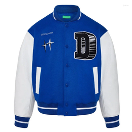 Herenjassen Hiphop Harige Briefborduurwerk Patchwork Baseball Heren Harajuku Casual Varsity Bomberjack Dames College Stijljassen