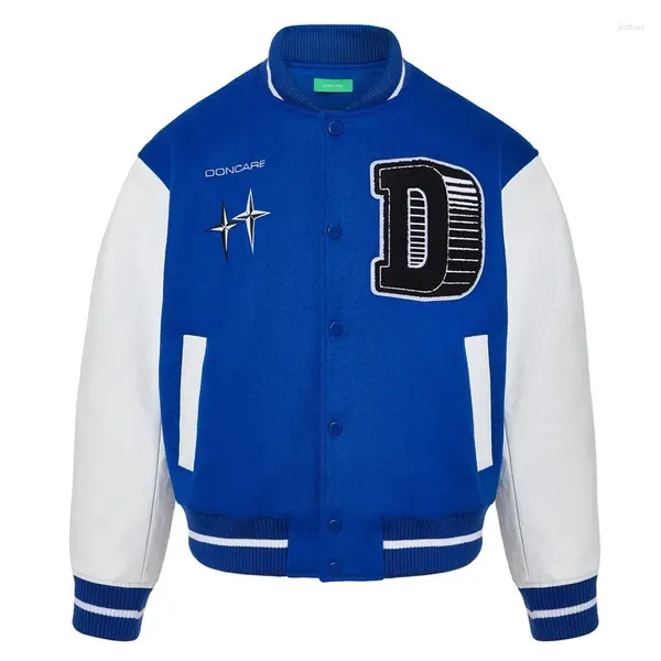 Chaquetas para hombres Hip Hop Furry Carta Bordado Patchwork Béisbol Mens Harajuku Casual Varsity Bomber Chaqueta Mujeres Estilo Universitario Abrigos