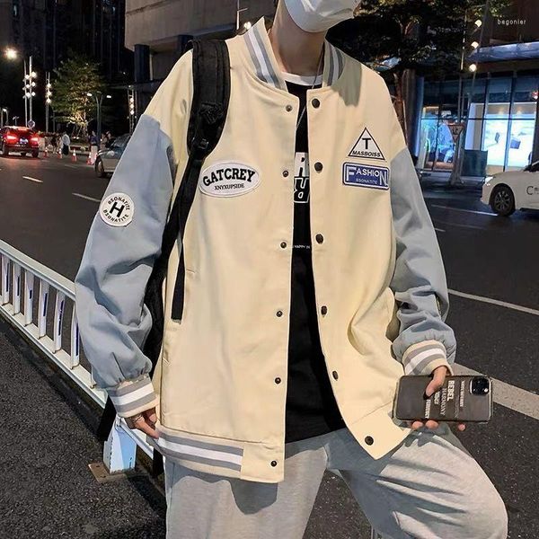Jackets para hombres Hip Hop Letters Patrón de la chaqueta de béisbol para hombres Streewear Harajuku Casual Loose Bomber Varsity Unisex Fashion