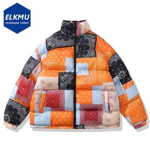 Herenjacks hiphop gevoerde jas mannen puffer parka streetwear paisley bandana omkeerbare dikke warme jassen harajuku oversized outdoor 220908