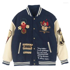 Chaquetas de hombre Hip Hop Patchwork para hombre peludo payaso carta bordado Universidad Harajuku Casual Bomber Varsity chaqueta mujer abrigos de béisbol