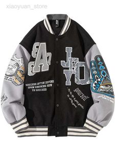 Mannen Jassen Hip Hop Racing Jas Mannen Vrouwen Lente Herfst Prepp Yembroidery Honkbal Uniform Koreaanse Losse Graffiti Print Oversized jas HKD230710