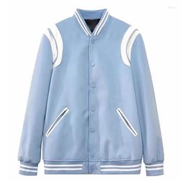 Vestes pour hommes Hip Hop Varsity Jacket Femmes 2023 Printemps Mode Lâche Baseball Uniforme Y2k Manteau Vêtements pour hommes Blue Bomber Streetwear