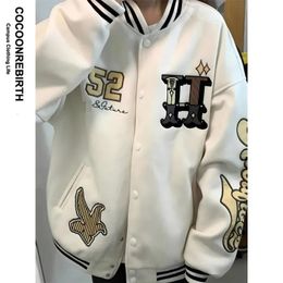 Chaquetas para hombres Hip Hop Vintage Varsity Bomber Cyber Y2k Chaqueta Hombres Mujeres Primavera Carta Bordado Béisbol Jaket Streetwear para mujeres 231204