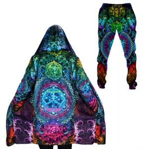 Men S Jackets hippie psychedelische kleurrijke trippy print dikke warme haped cloak mantel mannen overjas jas winddichte fleece cape robe deken 10 230814