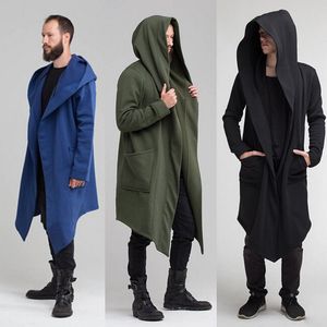 Heren Jassen Hirigin Mannen Winter Casual Hoodie Jas Effen Kleur Vest Mantel Open Voorzijde Warme Lange Uitloper Herfst 230803