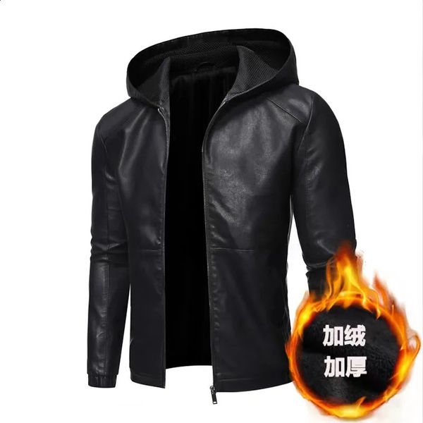 Vestes pour hommes Hood Mens Veste en cuir Moto Hiver Automne Polaire Chaud PU Biker Vintage Manteau Mâle Moto Casual Slim Pilot 231116