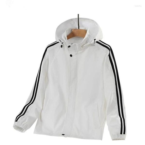 Chaquetas para hombre, chaqueta con capucha, abrigo para hombre, moda de otoño 2023, cortavientos, ropa deportiva informal a rayas blancas para mujer, sudaderas con capucha