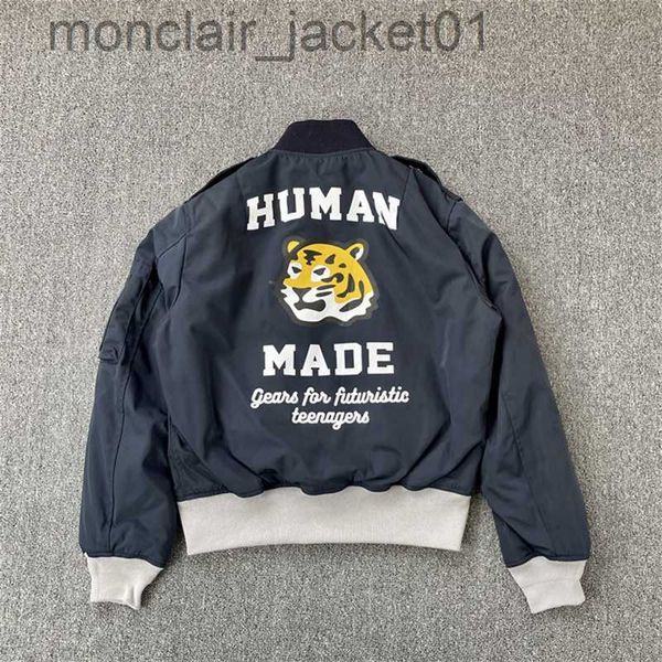 Chaquetas para hombres HECHO HUMANO 22AW Japón Insignia de otoño e invierno Chaqueta voladora Cabeza de tigre Abrigos cortos de béisbol para hombres y mujeres J230921