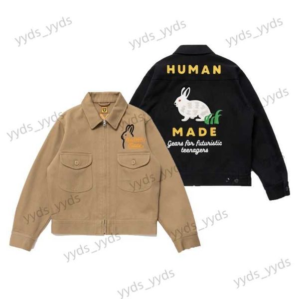 Vestes pour hommes HUMAN MADE Poitrine Poche Lettre Lapin Herbe Broderie Hommes et Femmes Casual Zipper Work Jacket T230327