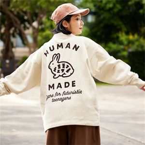 Vestes pour hommes HUMAN MADE Style japonais Lapin Imprimer Poche Hommes Et Femmes Printemps Et Automne Cachemire Tricoté Cardigan Manteaux 230710