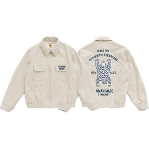 Vestes pour hommes Human Made White Tiger Manteau de laine brodé Academy Style Veste Single American Retro 230825
