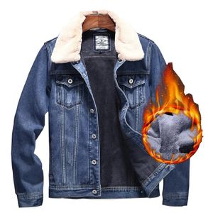 Herenjassen Idopy Fashion Heren Winter Warme Jean en jassen met bontkraag Fleece gevoerd Thermisch denim Bovenkleding Maat S4XL 231113