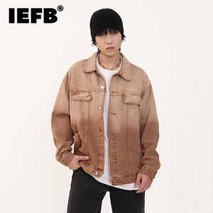 Herenjassen IEFB American Gradual Color Jean Jacket Trend Autumn Fashion Streetwear Safari Style Loose Casual Coat Vintage Man 9C1415 230809