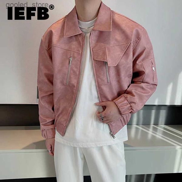 Men's Jackets IEFB tendance vestes en cuir pour hommes dégradé PU manteau Vintage lâche court vol vêtements d'extérieur beau Style coréen mode nouveau 9C2540 Q231109