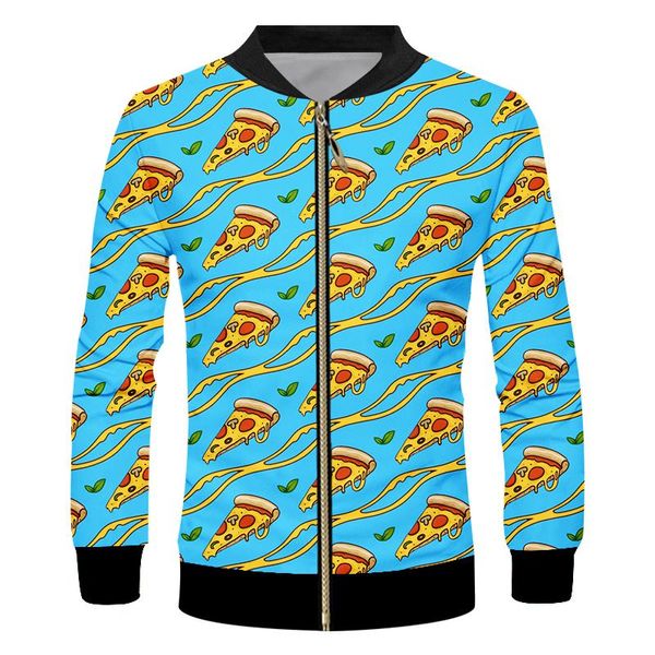 Chaquetas para hombres IFPD 3D Pizza Impresión Zip Up Chaqueta Llegadas de gran tamaño Hip Hop Comida para mujer Streetwear Hombres Casual Cremallera Abrigos 6XL