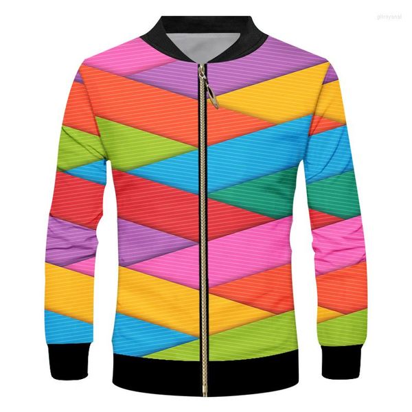 Chaquetas para hombre IFPD, talla europea, informal, de manga larga, con estampado de cremallera, rayas inclinadas coloridas, abrigos 3D para hombre, abrigo de América Plus