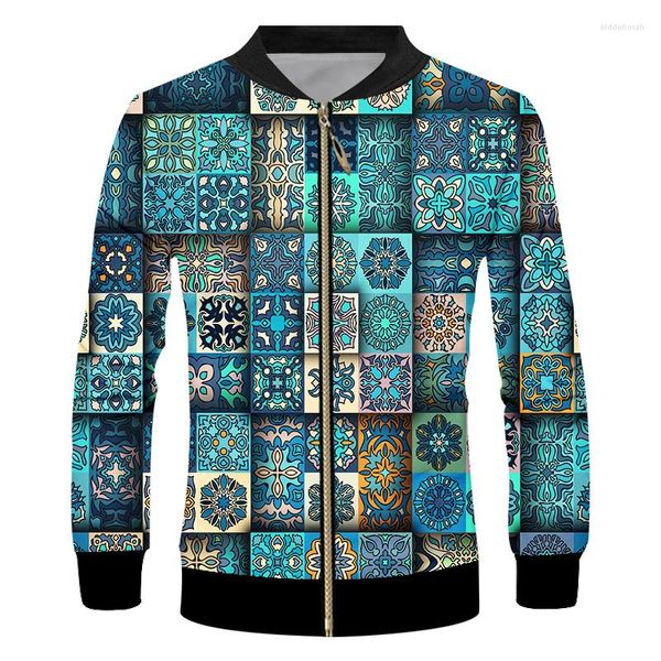 Chaquetas para hombre IFPD tamaño UE/EE. UU. para hombre, informal, de manga larga, con estampado de cremallera y costuras, patrón de flores, abrigos 3D para hombre, abrigo de América Plus