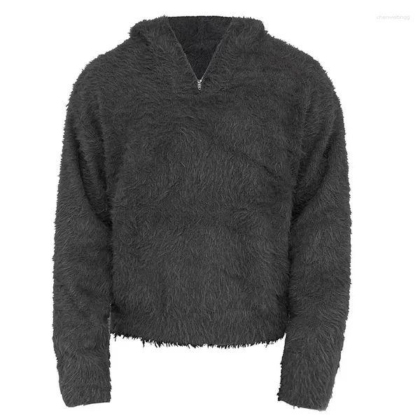 Vestes pour hommes imitation demi-fermeture à glissière pull à capuche manteau respectueux de la peau ne perd pas les cheveux hommes