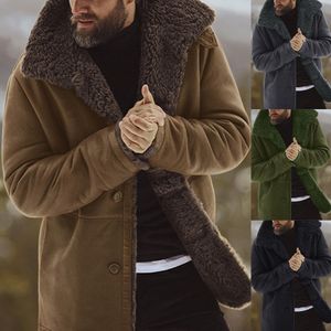 Herenjassen in bovenkleding winter dikke warme jas schapenveer jas met lange mouwen pelsol wol gevoerde berg faux lam los mannelijk 230223