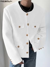 Vestes pour hommes INCERUN Tops Style coréen Hommes Coupe courte Couleur unie Manteaux Mode Casual Streetwear Vestes bien ajustées S-5XL 230613