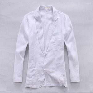 Vestes pour hommes italie marque blanc veste hommes confortable à manches longues lin pur lin mode vêtements pour décontracté Jaqueta