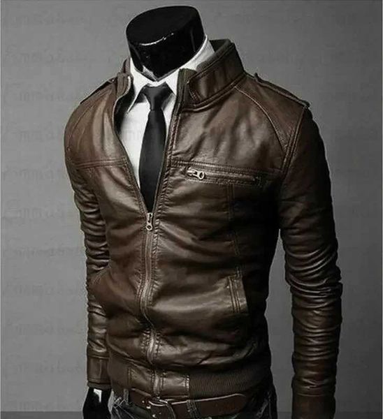 Chaqueta para hombres chaqueta bombardero motocicleta caliente fit Coat streetwear hombres frescos de cuero de cuero chaquetas de invierno collar otoño otoño delgado J240125