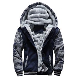 Men s jassen jas camouflage dikke winter voor mannen fleece lange mouw jas man casual hoodies streetwear jassen 230814