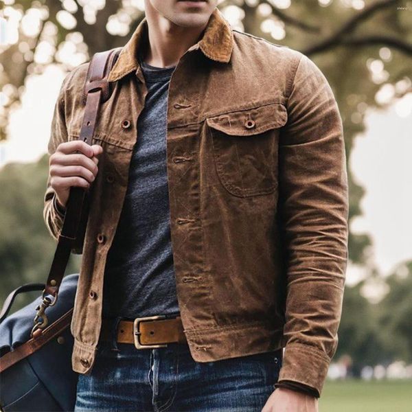 Chaqueta para hombres chaqueta tendencia casual lona lona de algodón abrigos de bolsillo para hombres trabaja de moda ropa