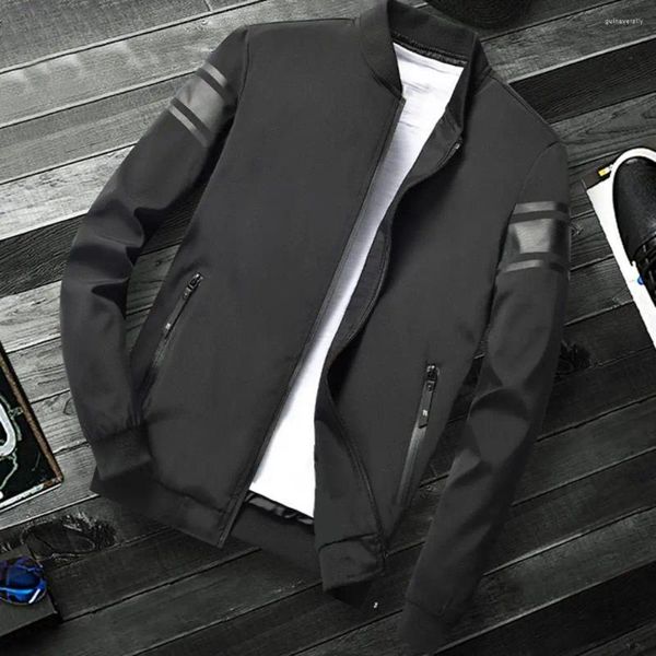 Chaquetas para Hombre Chaqueta Abrigo Piel Táctil Hombres Versátil A Prueba De Viento Moda De Moda Slim Fit Casual Color Sólido Outwear