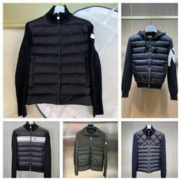 Luxe ontwerper Women Down Parkas Mens Borduurde Badge Stand Kraag Kraag Gebreide Splice Sweater Lichtgewicht Down Jacket Sweater Casual Macler Jacket Monclairjacke