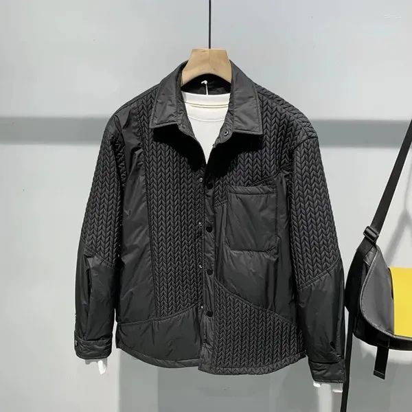 Chaquetas para hombres chaqueta japonesa moda ocio diseño sentido trigo patchwork abrigo otoño invierno 2023 algodón delgado de alta calidad