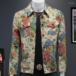 Vestes pour hommes Veste Hommes Automne Coréen Loisirs Mode 2023 Streetwear Vintage Imprimé Floral Manteau Jaqueta Masculino