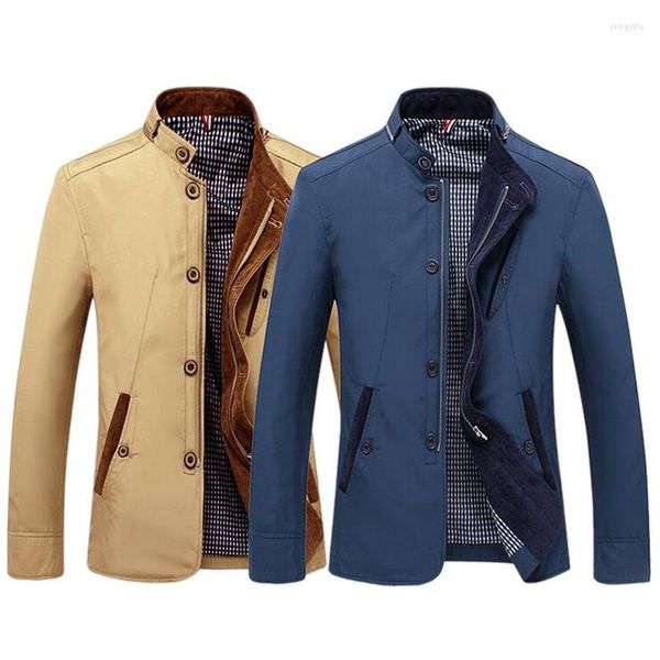 Chaquetas para hombres Chaqueta Hombres Casual Business Stand Collar Outwear Abrigo Tamaño L-4XL Thin Asia S-5XL