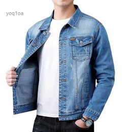 Jaquetas masculinas jaqueta masculina casual algodão preto denim jaqueta masculina magro lavado retro clássico azul jeans casaco masculino roupas l231026
