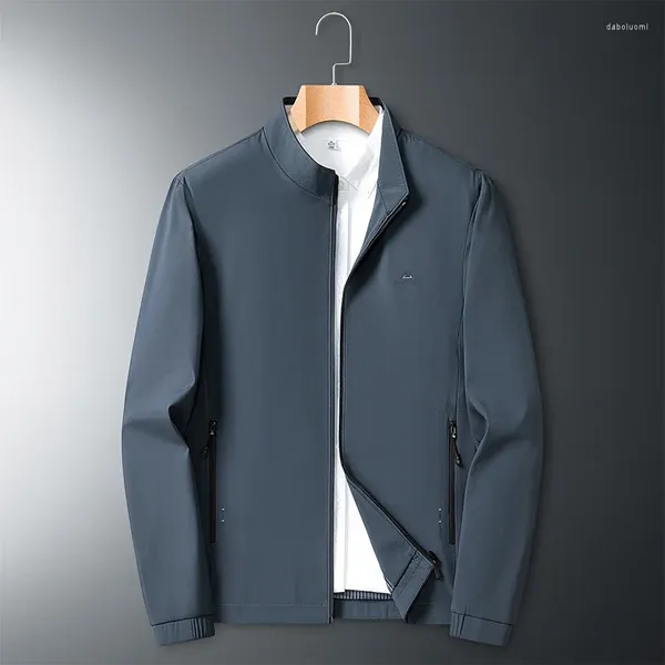 Chaquetas para hombres chaqueta hombres primavera otoño gris negocios casual sólido delgado abrigo moda transpirable masculino papá ropa oficina ropa exterior