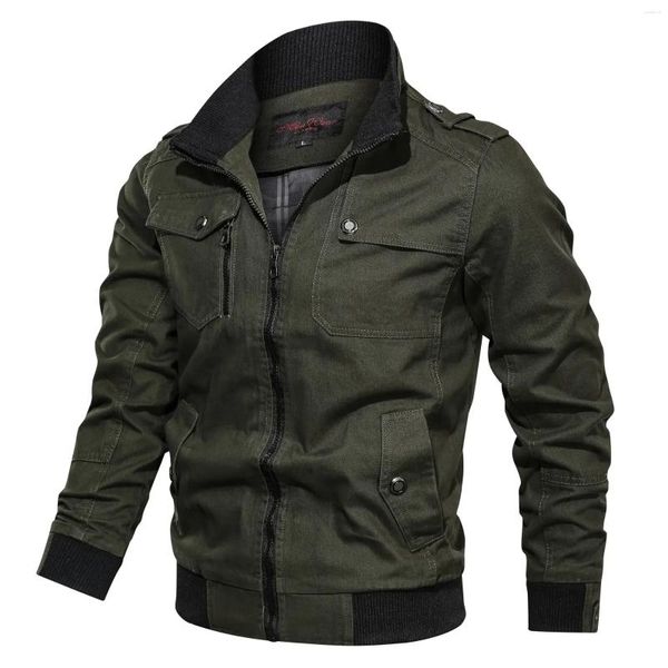 Chaquetas para hombres chaqueta militar táctico hombre abrigo cremallera carga soporte collar outwear algodón cortavientos tops 2024