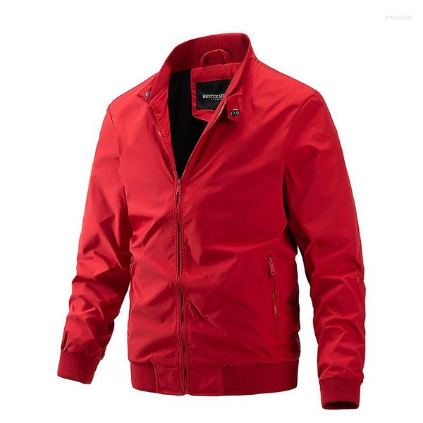 Chaquetas de hombre Chaqueta Primavera y otoño Ropa de béisbol delgada informal Moda Abrigo de carga rojo Ropa de comercio exterior de vuelo