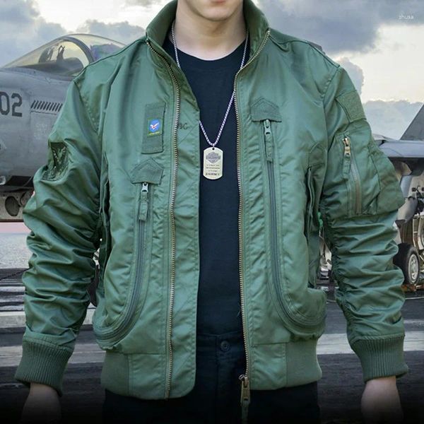 Vestes pour hommes Veste coupe-vent courte militaire vert coupe-vent extérieur manteau décontracté automne et hiver protection contre le froid