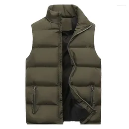 Vestes pour hommes veste hiver manteaux chauds pour hommes épaissi col montant vers le bas gilet surdimensionné bouffant sans manches manteau à glissière