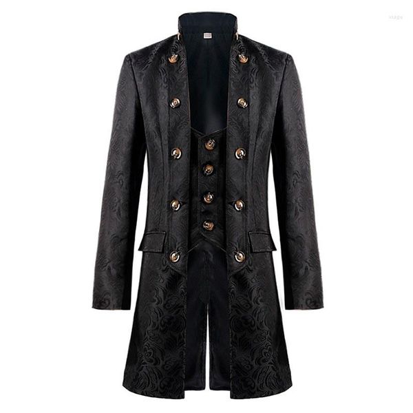 Herenjassen Jacquard Lange jas Middeleeuwse Victoriaanse knopen Trenchcoat Gothic Steampunk Vintage Overjas Halloween Party Uniform
