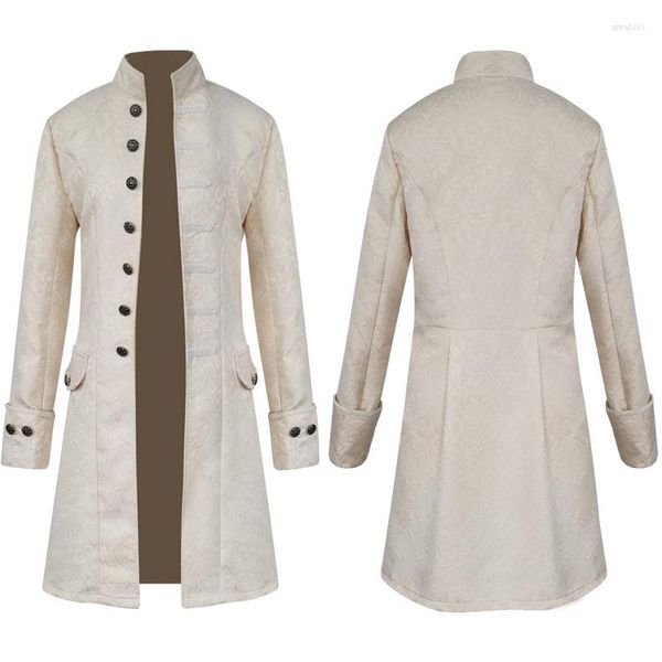 Vestes pour hommes Jacquard manteau médiéval 2023 européen et américain couleur unie mode Steampunk rétro uniforme col vêtements